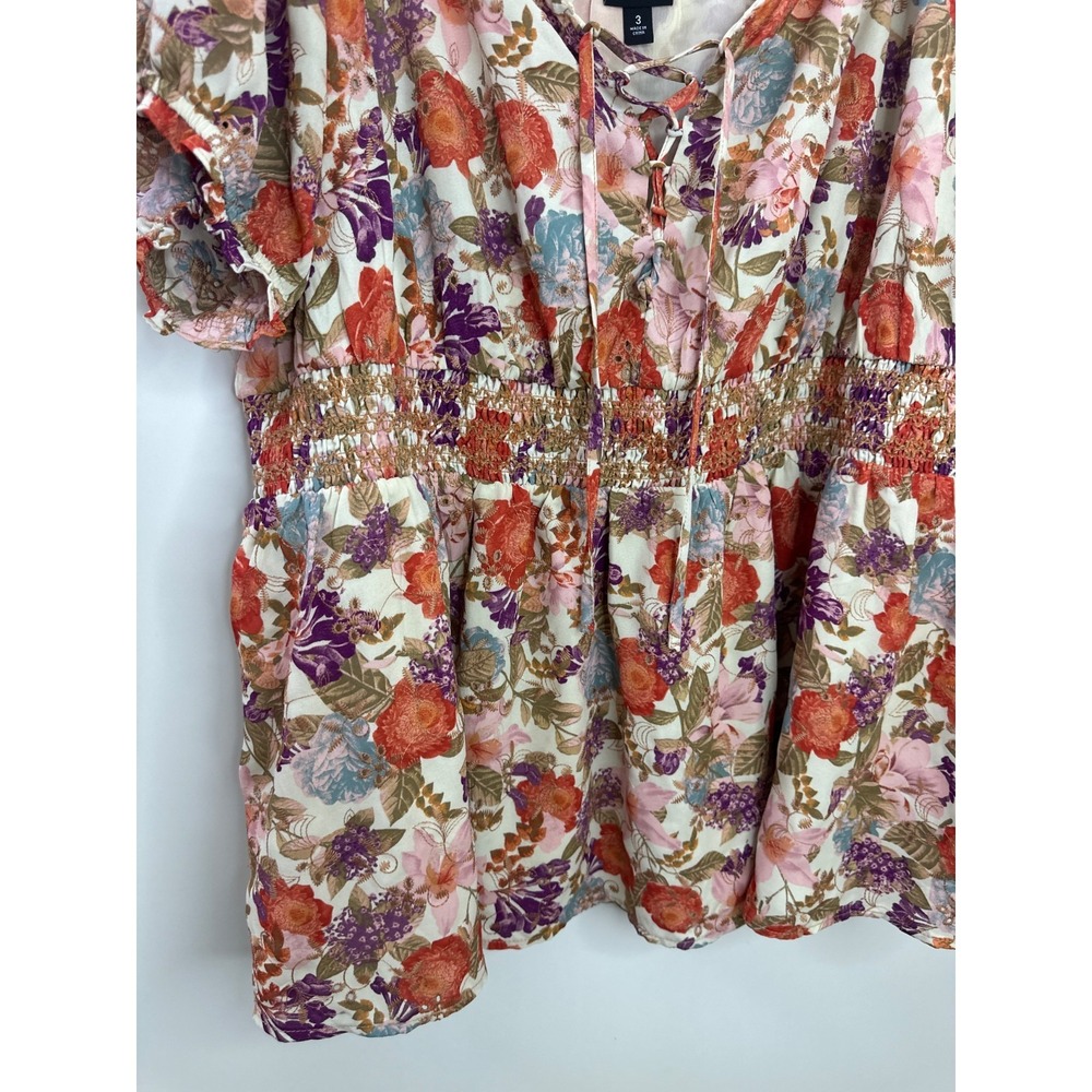 Torrid Georgette Eyelet Smocked Waist Puff Sleeve Top Plus Size 3X Peasant Boho - Picture 7 of 13